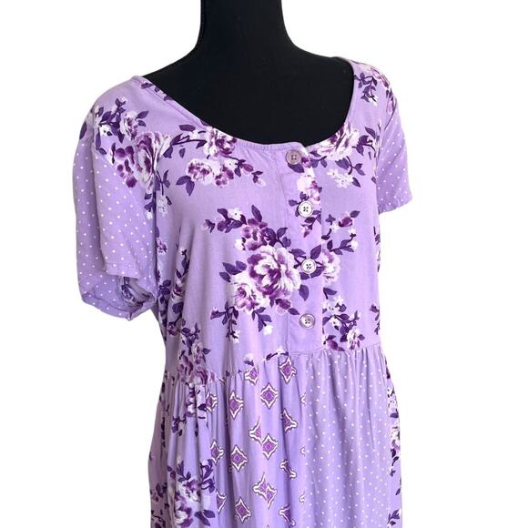 Women Within Women's Plus Boho Floral Mixed Print Maxi Dress Purple Size 22W - Picture 4 of 12